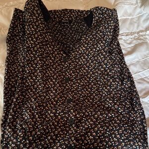 Madewell Button-down Floral Puff Sleeve Dress, XXS, Black